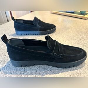Vionic Black Suede Slip-On Penny Loafers for Women